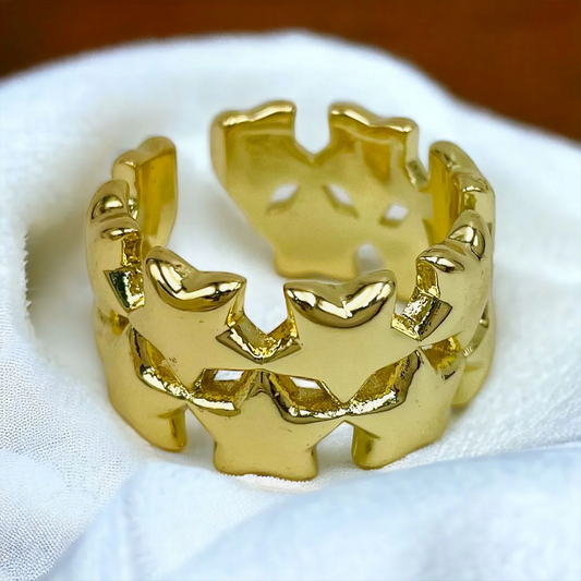 Double Line Star Ring