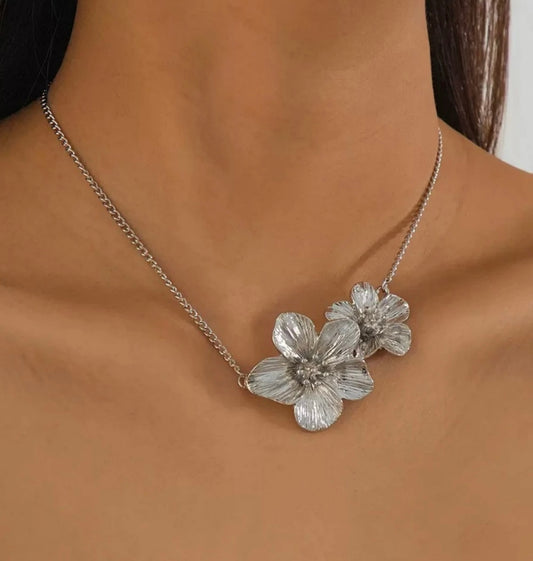 Double Flower Silver Pendant