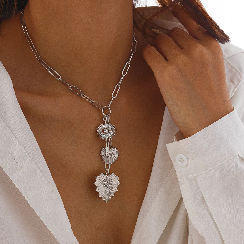Silver Dripping Heart Necklace