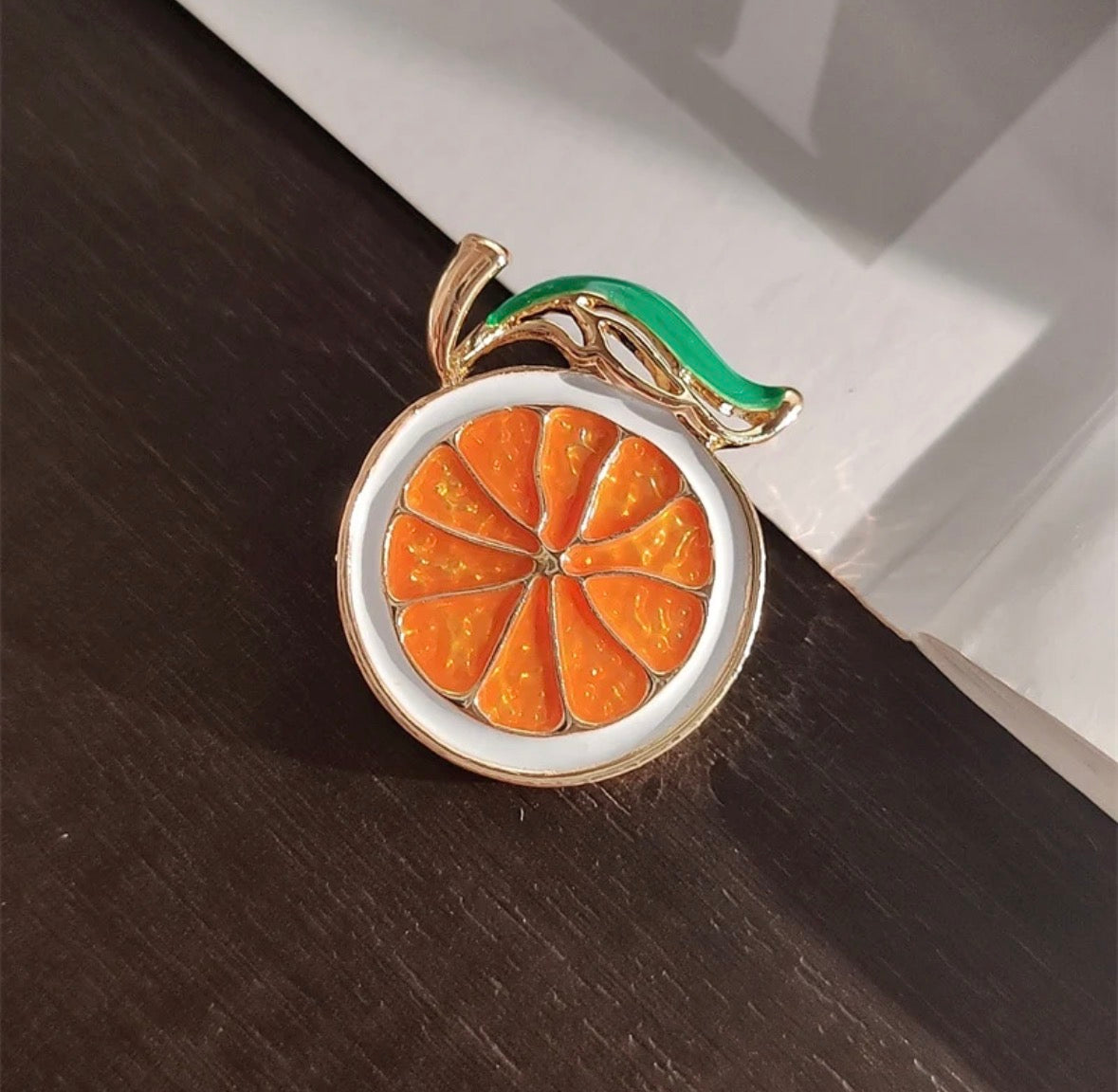 Orange Lemon Slice Brooch