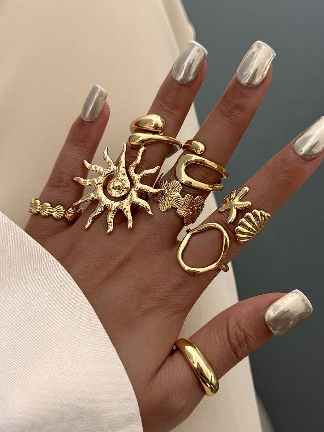 Sun and Beach Ring Set of 8