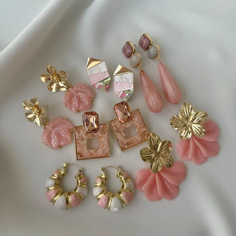 Raysa Pink Pearl Drop Earrings