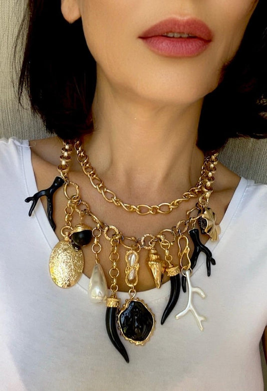 Jungle Double Layered Charm Necklace