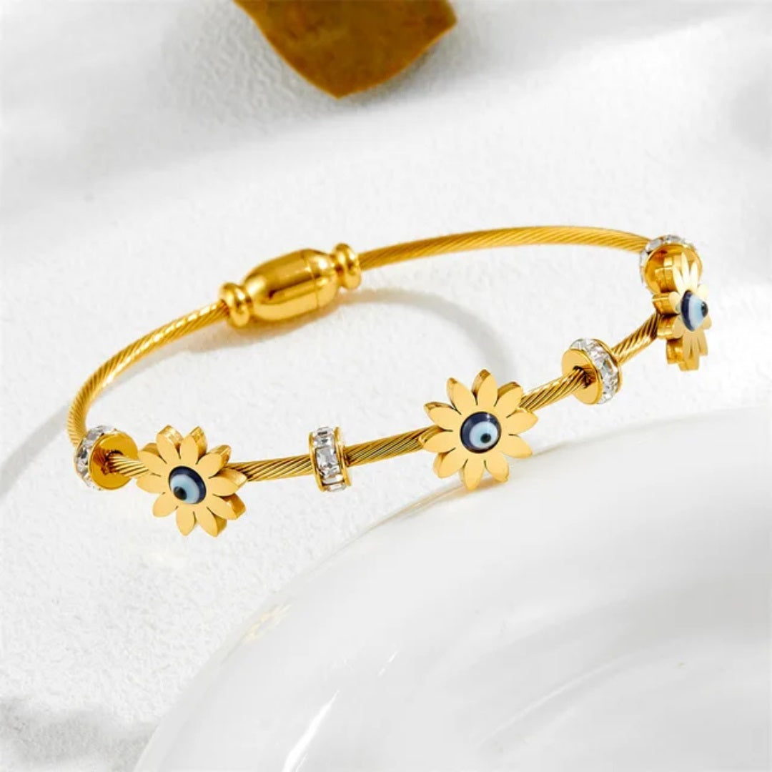 Flower Evil Eye Bangle