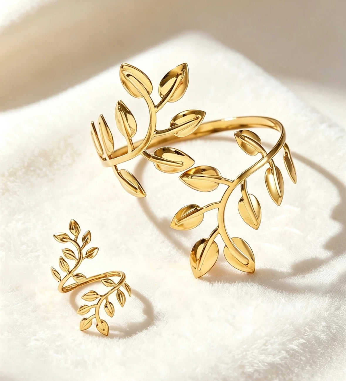 Leaf Bracelet and Ring Set