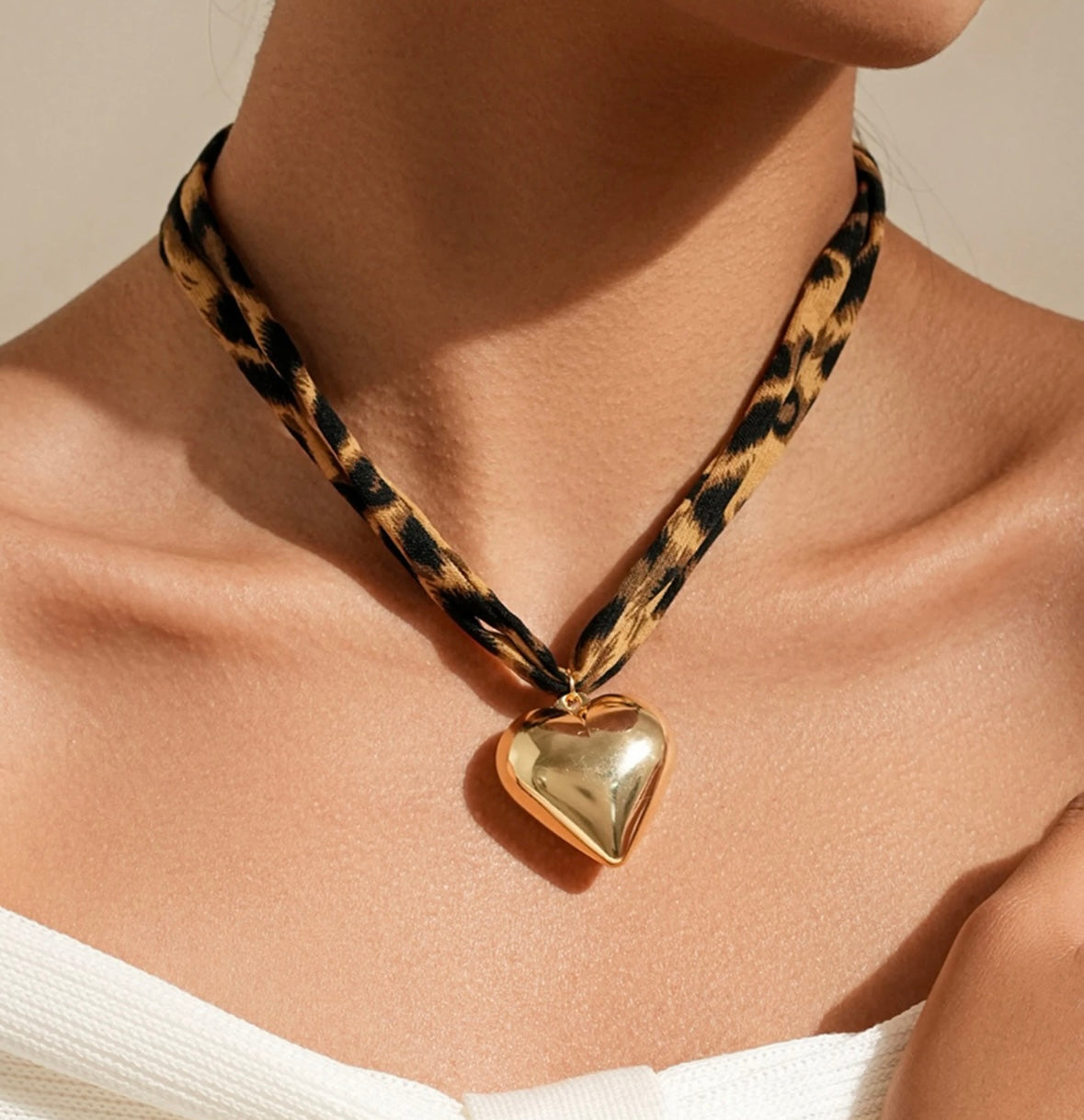 Animal Print Heart Necklace