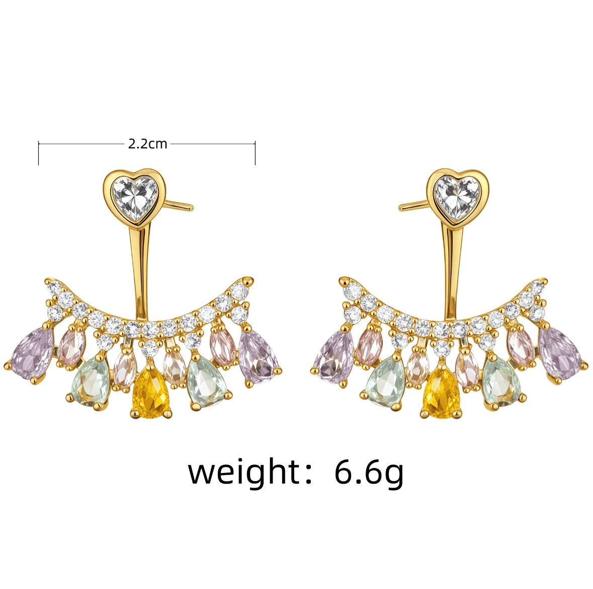 Multi Stone Heart Earrings