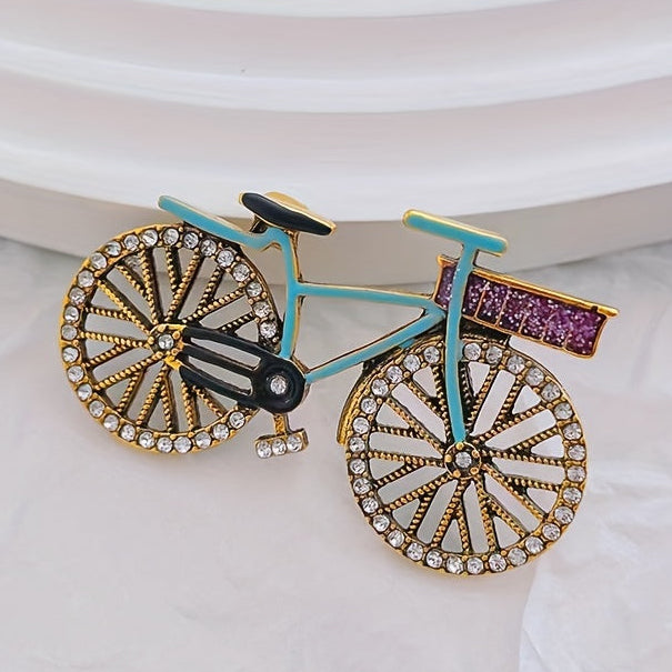 Blue Bicycle Brooch