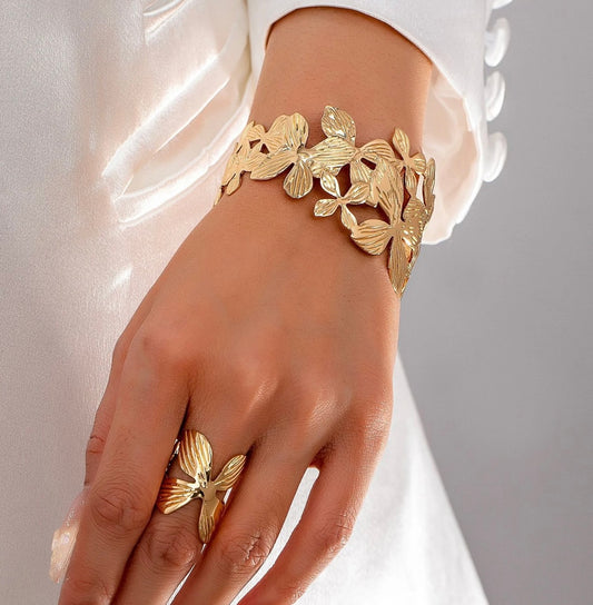 Cluttered Flowers Bracelet and Ring