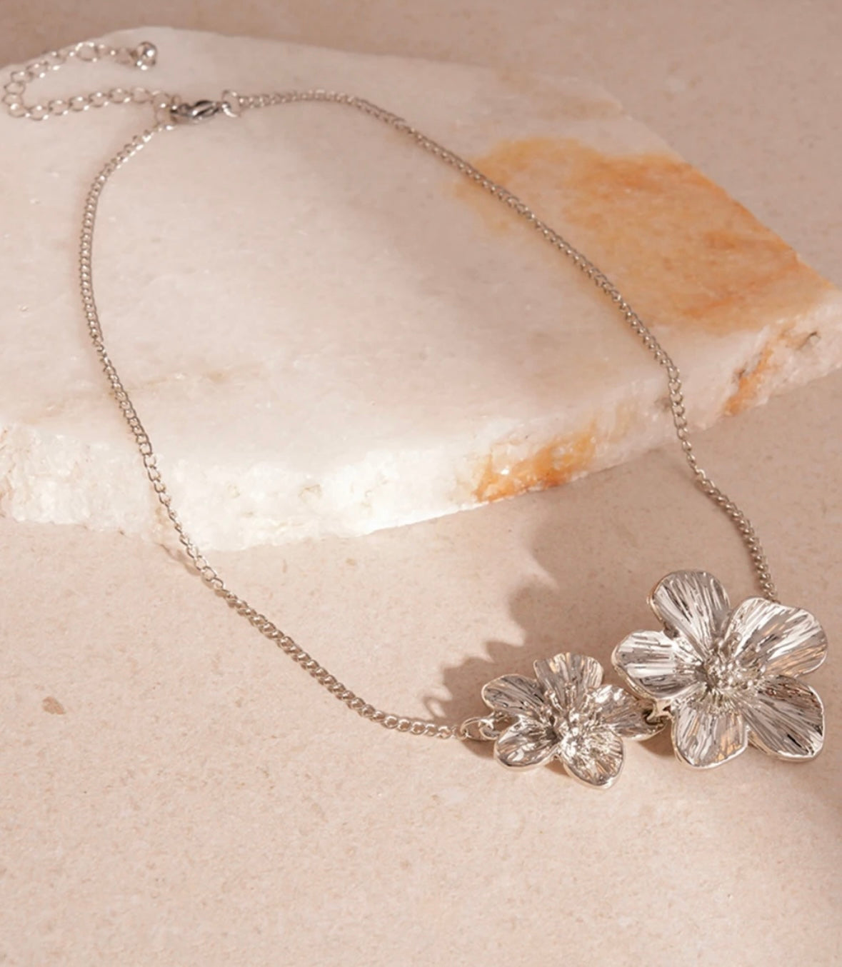 Double Flower Silver Pendant