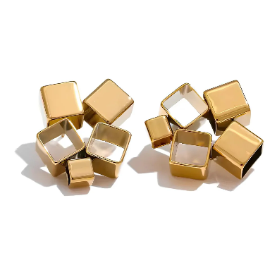 Geometric Square Studs
