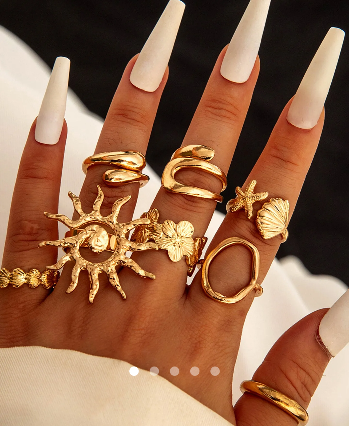 Sun and Beach Ring Set of 8
