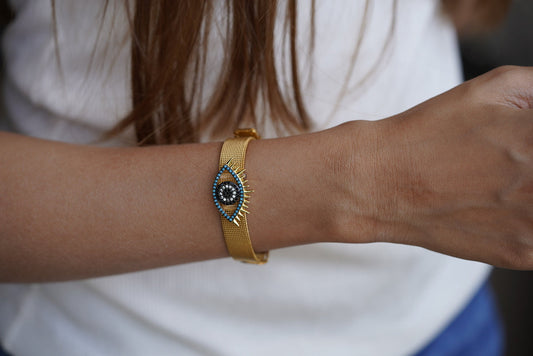 Evil Eye Golden Strap Bracelet