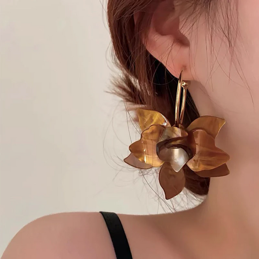 Brown Flower Hoops