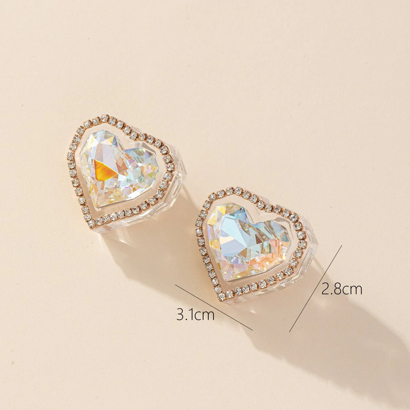 Resin Heart Diamond Studs