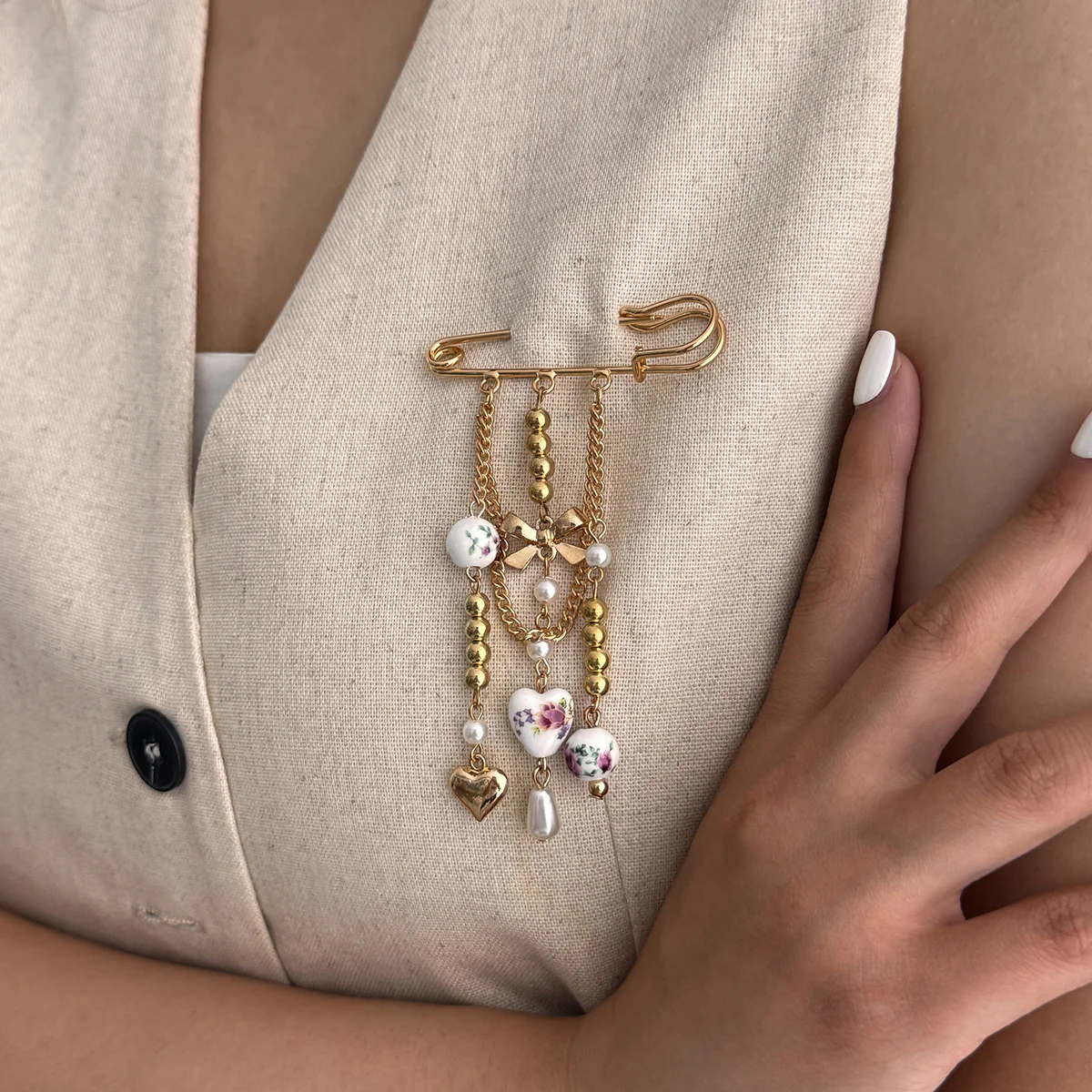 Heart Dropped Pin Brooch