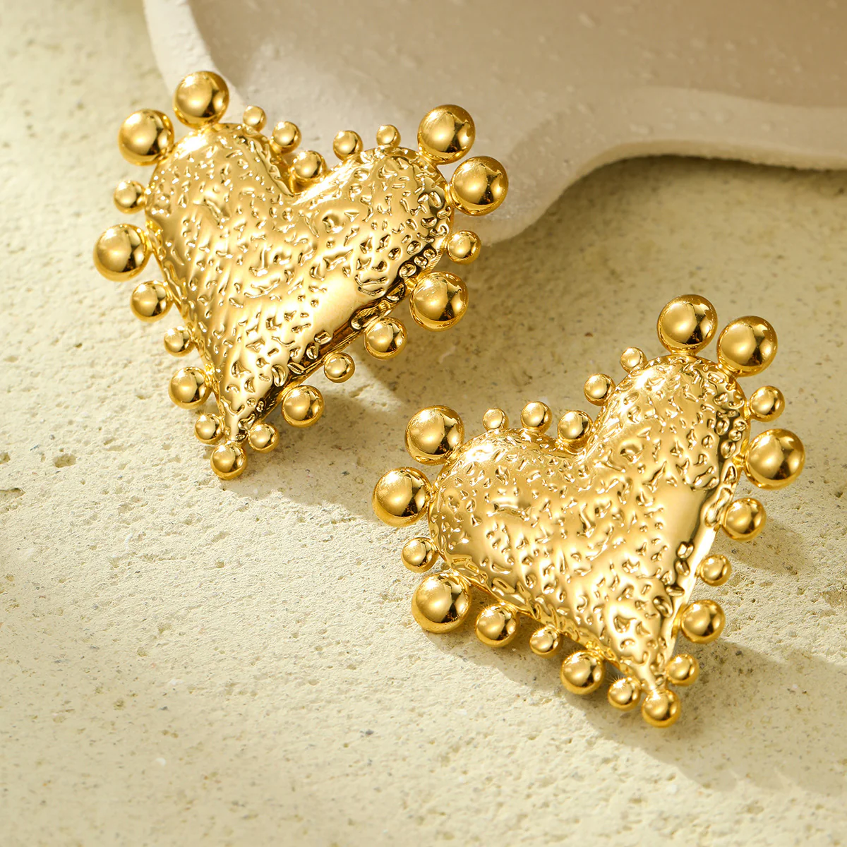 Beaten Exaggerated Stud Earrings