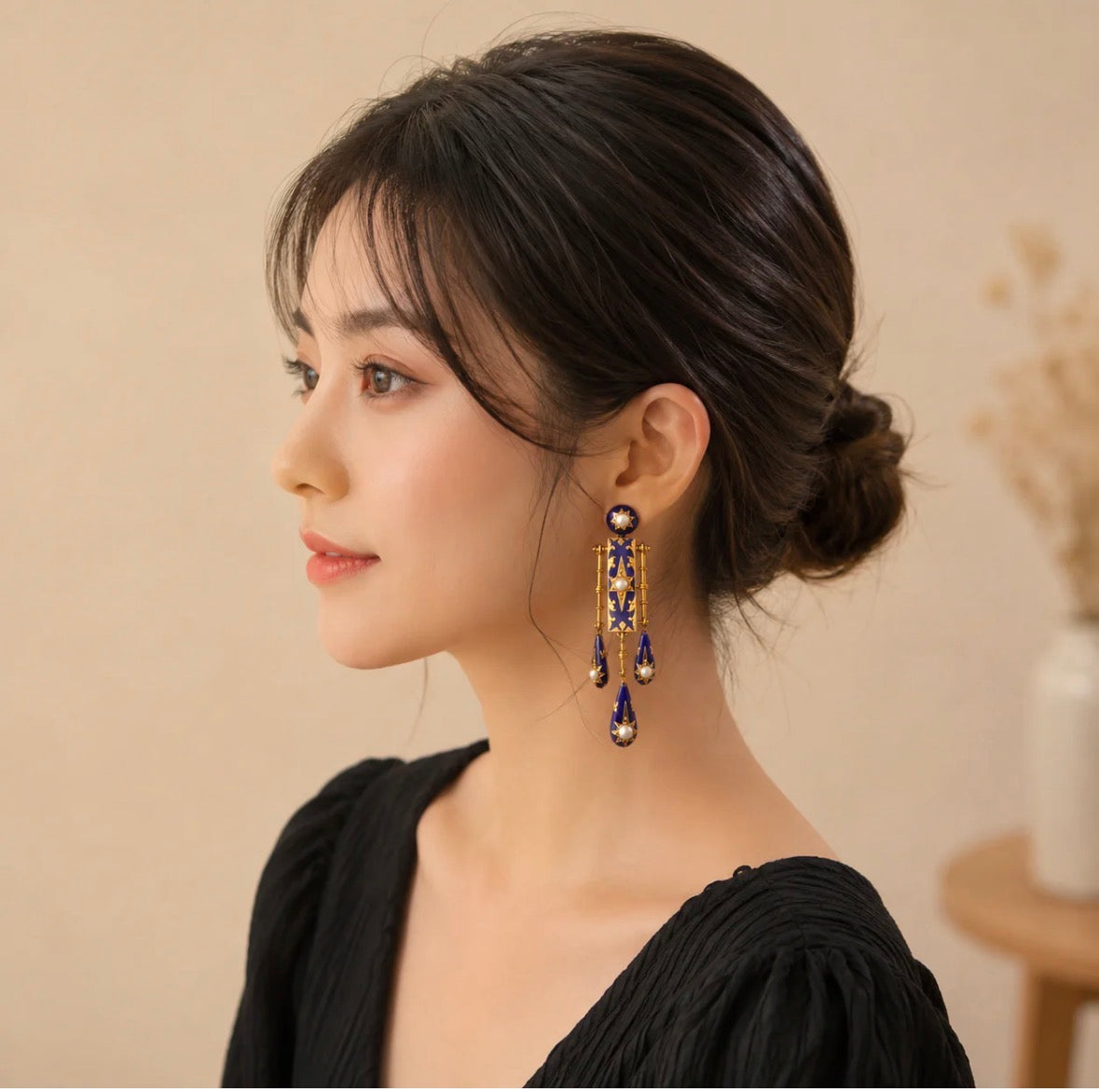 Blue Pearl Vintage Earrings