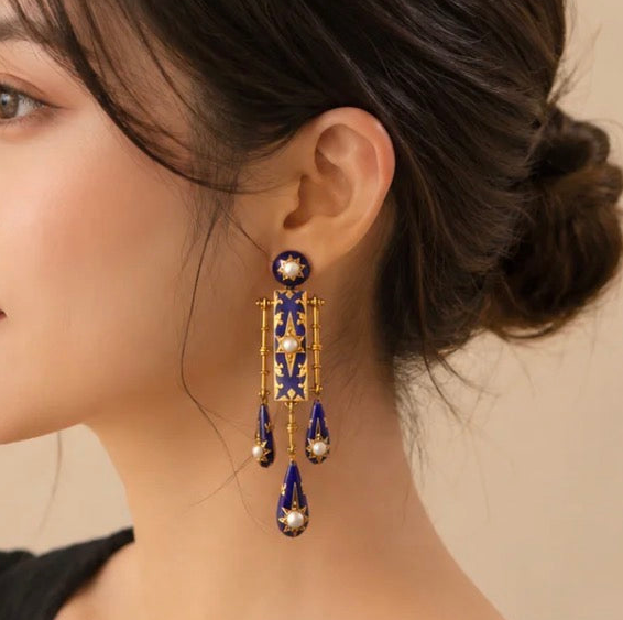 Blue Pearl Vintage Earrings