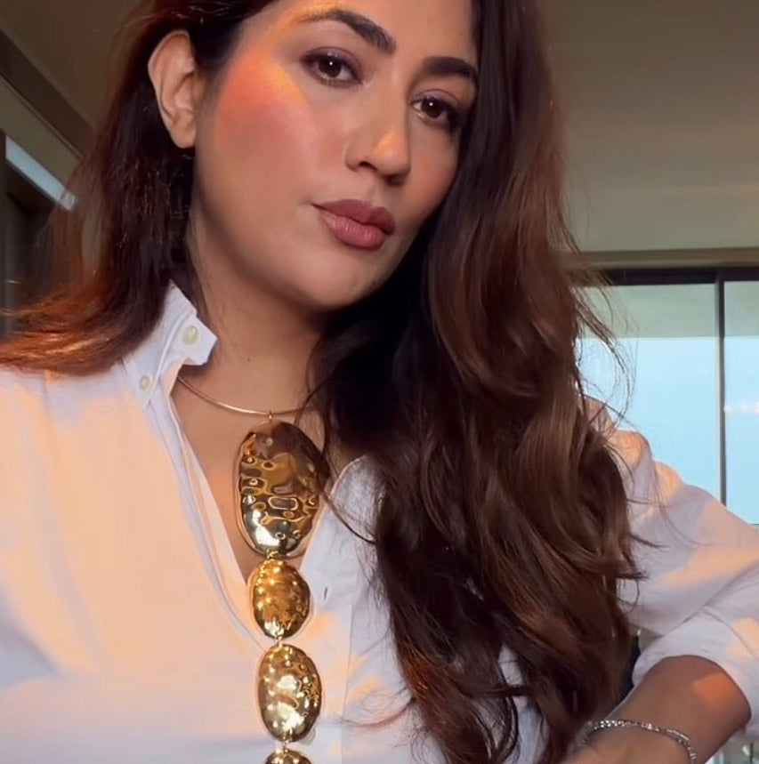 Taupe Statement Necklace & Earrings