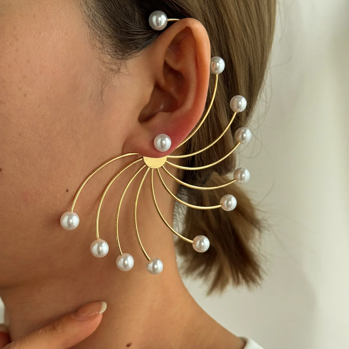 Pearl Fan Earrings
