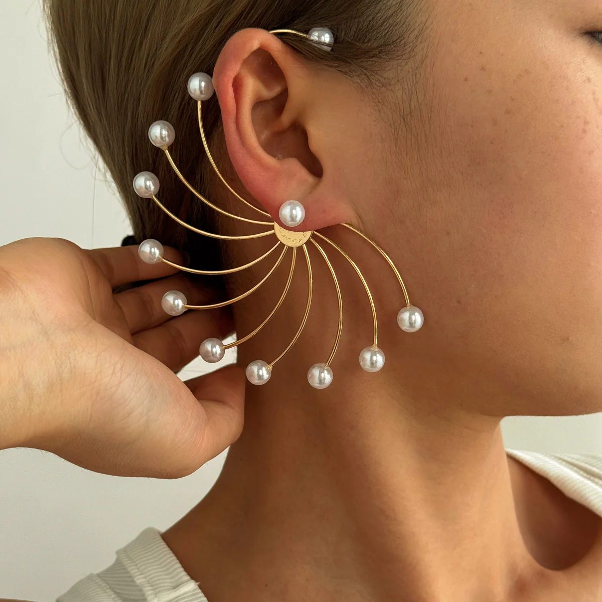Pearl Fan Earrings